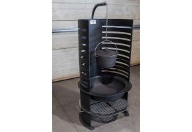 Barbecue en acier avec chaudron suspendu