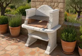 Barbecue en pierre avec réfractaire L. 110 cm - Camargue Junior Roc de France