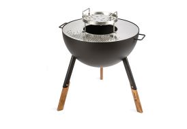 Braséro barbecue plancha en acier noir et acier inoxydable Prunus Huugy