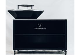 Braséro sur chariot avec cuisson plancha L'Atelier Braséro