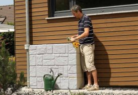 Cuve Récupération d'Eau Pluie Brick Murale 300L Grise