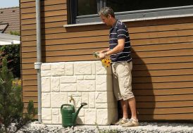 Cuve Récupération d'Eau Pluie Brick Murale 300L Sable