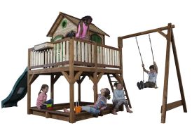 aire de jeux en bois FSC naturellement imputrescible dès 3 ans