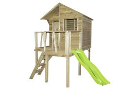 Cabane maison d'enfant en bois traité autoclave avec toboggan