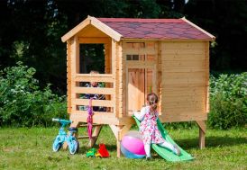 Cabane pour enfant sur pilotis en bois + toboggan 164 x 130 cm - M501C Timbela