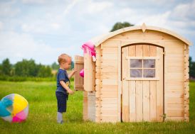 Cabane de jardin pour enfant en bois brut 130 x 106 cm - M505 Timbela