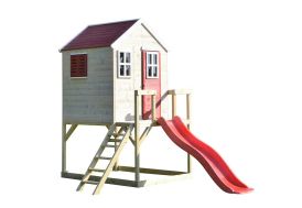 Maisonnette sur pilotis en bois traité avec toboggan Wendi Toys Tigre 