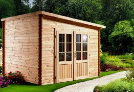 Abri de jardin en bois Douglas brut 28 mm Dhana – 9 m²