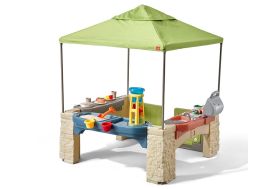 tonnelle de jardin pour enfant avec coin cuisine et table d'eau et de sable