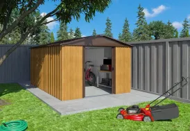 Abri de jardin en métal galvanisé imitation bois 11 m² Trigano