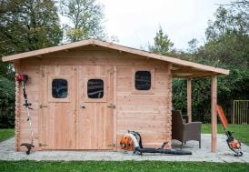 cabane de jardin en bois Douglas avec bûcher Habrita 28 mm 19,65 m² 