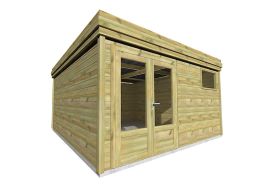 Abri de jardin en bois de pin avec double porte vitrée et fenêtre
