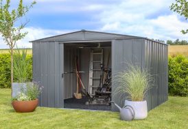 Abri 3,5m² adossé en acier galvanisé anthracite Spacemaker