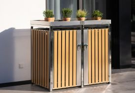 Abri poubelles semi-fermé - Bois et acier - Modèle Leduc