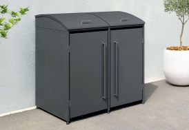Cache-poubelle double en acier anthracite