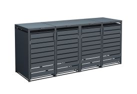 Cache-poubelle 4 poubelles en acier Kubus