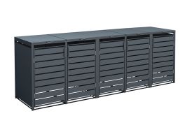 Cache-poubelle 5 poubelles en acier Kubus