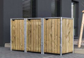 MonsterShop – Cache Poubelle Double en Bois à Portes Verrouillables, Abris  Poubelles de Jardin pour Entreposage de 2 Bacs Poubelles Standard de 240