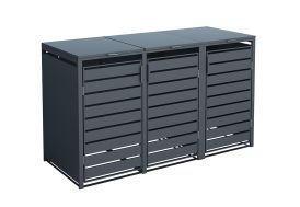 Cache-poubelle triple en acier Kubus anthracite