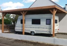 Carport adossé en bois douglas abri pour caravane 