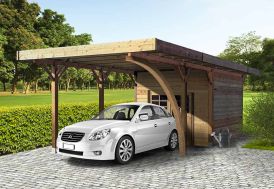 Carport + Abri de Jardin en Bois Traité Autoclave (4x7m)