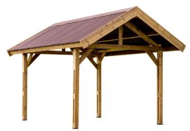 carport en bois traité haute température toiture double pente 30°