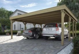 Carport + Abri de Jardin en Bois Traité Autoclave (4x7m) - Solid