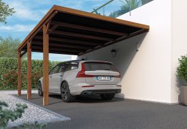 Carport adossé pour une voiture en bois FSC traité 