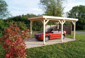 Carport Bois Contrecollé Toit Plat avec Bac Acier 3x4,6m
