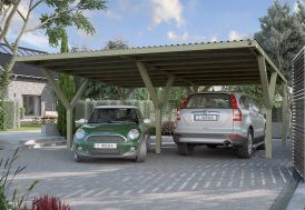 Carport deux voitures en bois de pin traité Weka