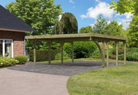 Carport Double en Bois de Pin Traité Karibu Classic Double 2