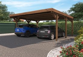 Carport double en bois marron avec couverture