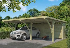Carport double avec remise de jardin Woodlands
