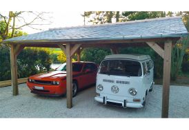 Carport 2 voitures en bois sur mesure CPBF