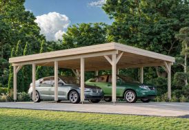 Carport double toit plat en bois brut Palmako Karl 40,1 m²