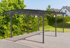 Carport simple en aluminium gris anthracite et polycarbonate