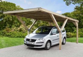 Carport simple en bois de pin traité avec toiture PVC Weka
