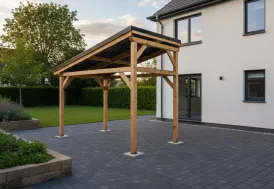 Carport solaire en bois 7 m² 4 panneaux photovoltaïques 2 kwc Habrita