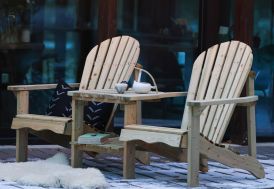 Double fauteuil Adirondack en bois traité + table Amata
