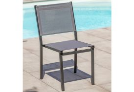 Chaise de Jardin Empilable en Aluminium et Textilène DCB Garden Tolede Anthracite