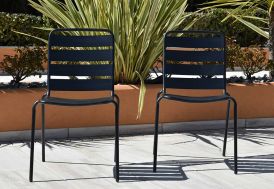 Chaise de jardin empilable en métal galvanisé noir Givex Zelie