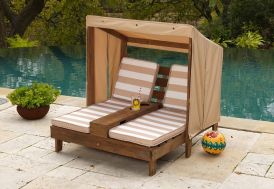 chaise longue pour enfant double bain de soleil avec auvent