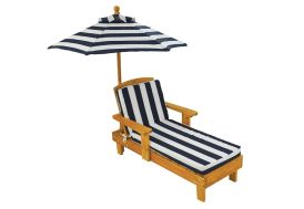 chaise longue pour enfant en bois résistant aux intempéries + parasol