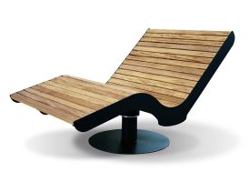Chaise longue pivotante en bois de pin traité et acier galvanisé Helios Twist 