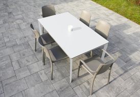 Salon de jardin en aluminium blanc 160 x 90 cm