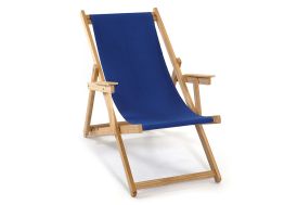 Chilienne en bois et coton bleu - Lona avec accoudoirs