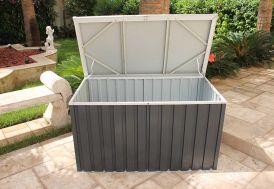 Coffre de jardin en métal gris anthracite Duramax - 174 x 73 x 73 cm