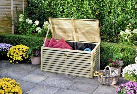 Coffre de Rangement en Bois Wooden Patio Storette 122x60x69cm