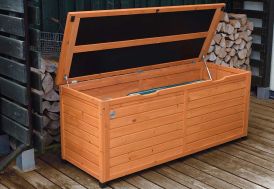 Coffre rangement jardin 2000L bois traité Gardy Shelter couvercle noir