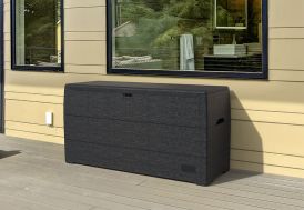 Coffre de rangement extérieur en résine effet bois anthracite